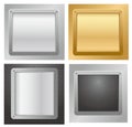 Four glossy metallic plates on a backgrounds