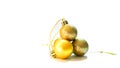 Four gold balls decoration object for christmas and new year