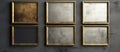 Four gold frames on wall Royalty Free Stock Photo