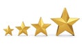 Four gold stars of increasing size arranged in a line from left to right. Each star is Royalty Free Stock Photo