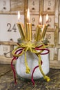 Four golden candles, traditional christmas decoration