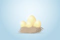 Four golden eggs in the nest, investment and business concept Royalty Free Stock Photo