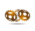 Four golden gears. The inside of the watch. Drive transmission. Drawn on a sphere Royalty Free Stock Photo