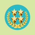 Four golden stars and golden grains crown icon