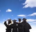 Graduate students looking at sky