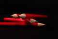 Four graphite pens viewed from above placed diagonally Royalty Free Stock Photo