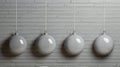 Minimalistic Gray Ceramic Ornaments Hanging On Brick Wall