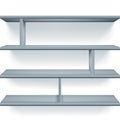 Four gray shelves drawing in 3D style with copy space