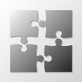 Four Grey Piece Jigsaw Puzzle. Four Section.