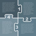 Four Grey Piece Puzzle Infographic. 4 Step.