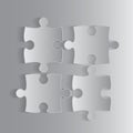 Four Grey Piece Puzzle Round Infographic. 4 Step .