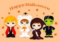 Four Halloween Mascots Royalty Free Stock Photo