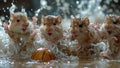 Joyful Splash: Hamsters Enjoy Water Play