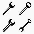 Four hand drawn wrenches and bottle openers on white background Royalty Free Stock Photo