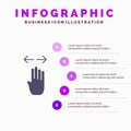 Four, Hand, Finger, Left, Right Solid Icon Infographics 5 Steps Presentation Background