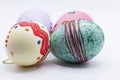 Four hand-painted Easter eggs on white background Royalty Free Stock Photo