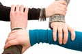 Four hands joined together Royalty Free Stock Photo