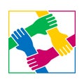 Four hands joined together logo