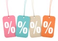 Four Hangtags Sale Percent Signs Retro Colors