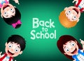 Four Happy and Cute Student Characters Wearing School Bag Royalty Free Stock Photo