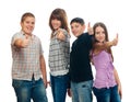 Four happy teenagers showing thumbs up Royalty Free Stock Photo