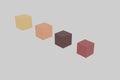Four harmoniously colored 3D cubes