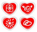 Four heart icons