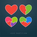The Four Heart Partition. Isolated Vector Illustration