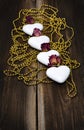 Four Heart Shaped Cookies With Beads Royalty Free Stock Photo