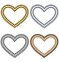 Four hearts love frames on white