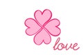 Four hearts shape on white background.