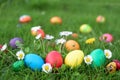 Four hen Easter eggs in a row Royalty Free Stock Photo