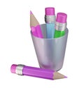 Four Highlighter Pencils with a Pink Rubber Royalty Free Stock Photo