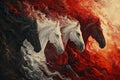 Four horses of the apocalypse - white, red, black and pale. Bible revelation. Generative AI