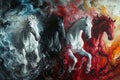 Four horses of the apocalypse - white, red, black and pale. Bible revelation. Generative AI Royalty Free Stock Photo