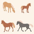 Four horses set vector illustration