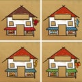 Four houses & stores