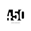 Four hundred fifty anniversary, minimalistic logo. Four hundred fiftieth years, 450th jubilee, greeting card. Birthday