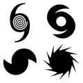 Four Hurricane Florence vector symbols in black