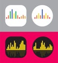 Four Icons Design with Waves of the equalizer. EQ Vector Illustration. Voice Memo Recorder Icon. Square and Cirlce Shape