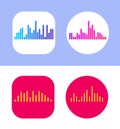 Four Icons Design with Waves of the equalizer. EQ Vector Illustration. Voice Memo Recorder Icon. Square and Cirlce Shape