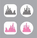 Four Icons Design with Waves of the equalizer. EQ Vector Illustration. Voice Memo Recorder Icon. Square and Cirlce Shape