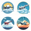 Four icons of fighter jets