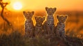 Leopard cubs at sunset leopards Royalty Free Stock Photo