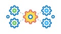 Four Interlocking Gears, Collaboration, Business Process, vector design Generative AI Royalty Free Stock Photo