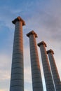 The Four Ionic Columns at Sunset, Les Quatre Columnes in Catalan, Created by Josep Puig i Cadafalch in Barcelona, Spain Royalty Free Stock Photo