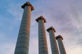 The Four Ionic Columns at Sunset, Les Quatre Columnes in Catalan, Created by Josep Puig i Cadafalch in Barcelona, Spain Royalty Free Stock Photo