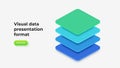 Four isometric elements for infographic. Concept of business project hierarchy visualization