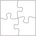 Four jigsaw pieces template. 4 puzzle pieces connected together.