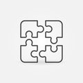 Four Jigsaw Puzzle Pieces vector concept line icon Royalty Free Stock Photo